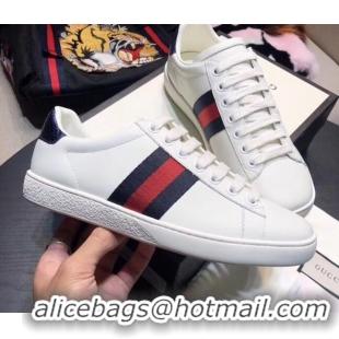 Best Luxury Gucci Ace Sneakers With Blue Back 615901 White 2021 