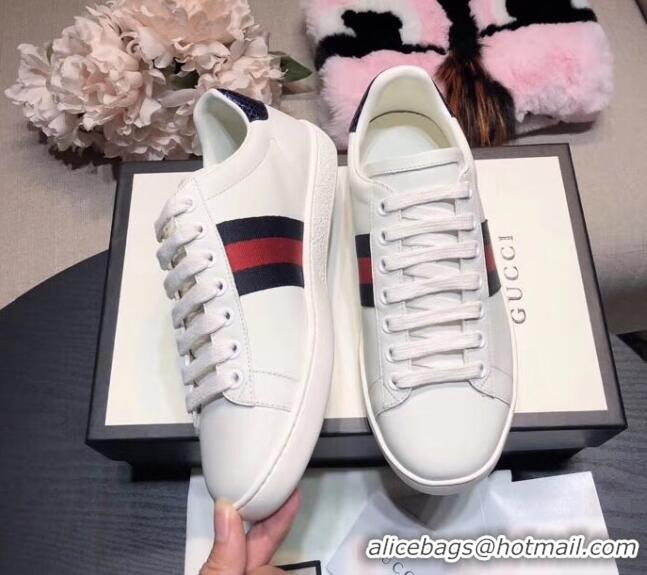 Best Luxury Gucci Ace Sneakers With Blue Back 615901 White 2021 