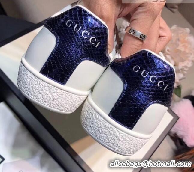 Best Luxury Gucci Ace Sneakers With Blue Back 615901 White 2021 