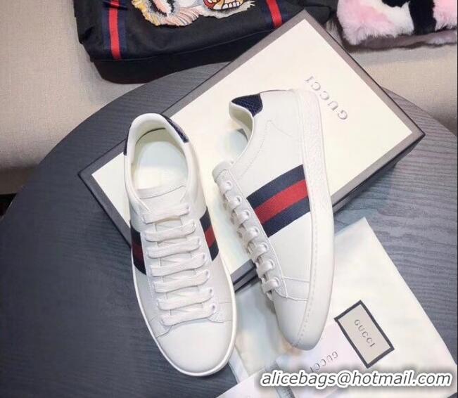 Best Luxury Gucci Ace Sneakers With Blue Back 615901 White 2021 