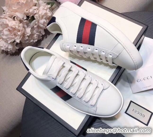 Best Luxury Gucci Ace Sneakers With Blue Back 615901 White 2021 