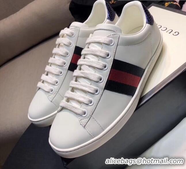 Best Luxury Gucci Ace Sneakers With Blue Back 615901 White 2021 