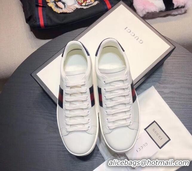 Best Luxury Gucci Ace Sneakers With Blue Back 615901 White 2021 