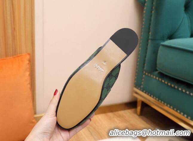 Imitation Gucci GG Multicolor Canvas Slipper with Tassels 070301 Green 2021