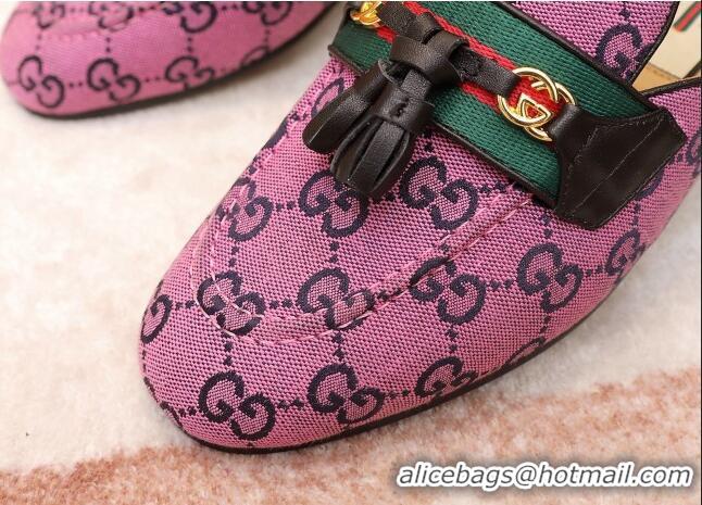 Good Quality Gucci GG Multicolor Canvas Slipper with Tassels 070301 Pink 2021