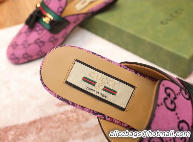 Good Quality Gucci GG Multicolor Canvas Slipper with Tassels 070301 Pink 2021