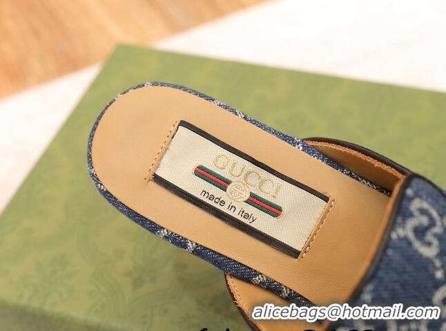 Good Looking Gucci GG Denim Slipper with Tassels 070303 Blue 2021