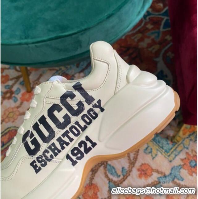 Low Price Gucci Rhyton Calfskin Sneaker with '25' 070552 White 2021