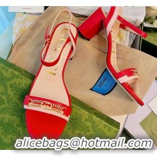 Charming Gucci Lambskin Chain Heel Sandals 7.5cm 070822 Red 2021