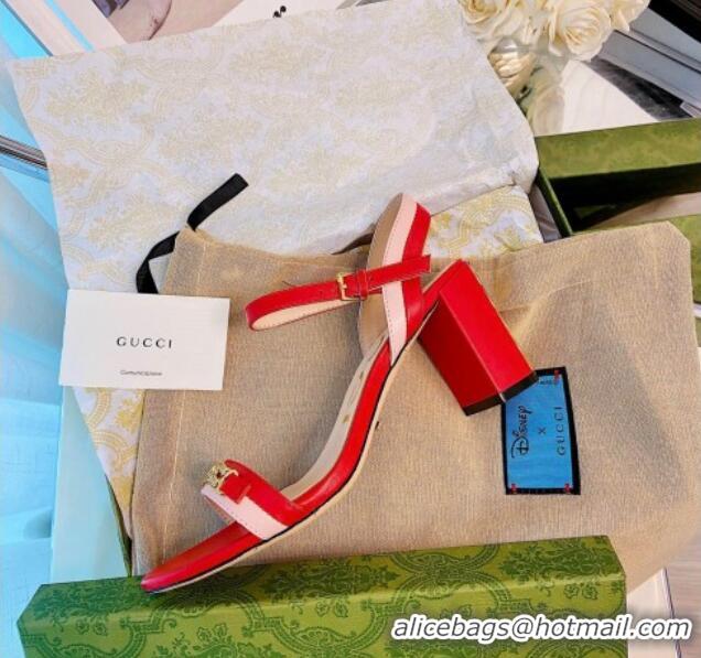 Charming Gucci Lambskin Chain Heel Sandals 7.5cm 070822 Red 2021