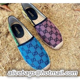 Best Product Gucci GG Multicolor Canvas Espadrilles 070907 Pink/Blue 2021