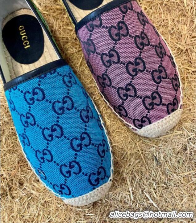 Best Product Gucci GG Multicolor Canvas Espadrilles 070907 Pink/Blue 2021