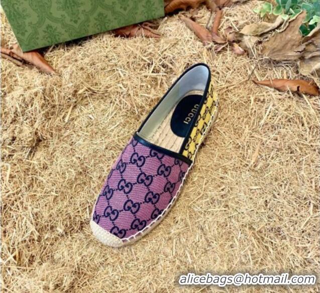 Best Product Gucci GG Multicolor Canvas Espadrilles 070907 Pink/Blue 2021