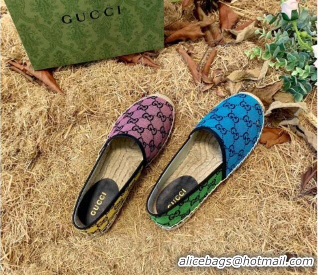 Best Product Gucci GG Multicolor Canvas Espadrilles 070907 Pink/Blue 2021