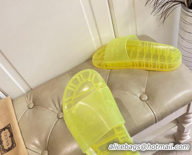 Most Popular Gucci Transparent PVC Slide Sandals 071034 Yellow 2021 01 