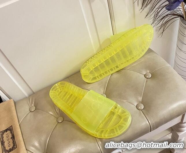 Most Popular Gucci Transparent PVC Slide Sandals 071034 Yellow 2021 01 