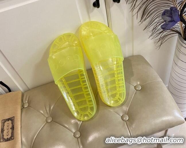 Most Popular Gucci Transparent PVC Slide Sandals 071034 Yellow 2021 01 