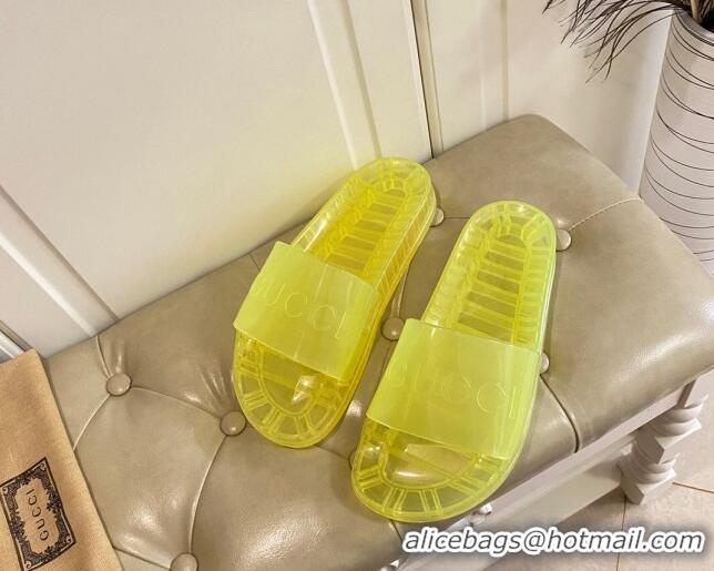 Most Popular Gucci Transparent PVC Slide Sandals 071034 Yellow 2021 01 