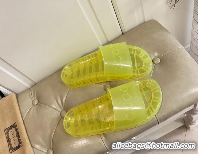 Most Popular Gucci Transparent PVC Slide Sandals 071034 Yellow 2021 01 