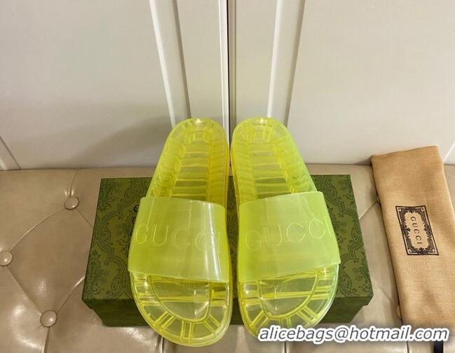 Most Popular Gucci Transparent PVC Slide Sandals 071034 Yellow 2021 01 