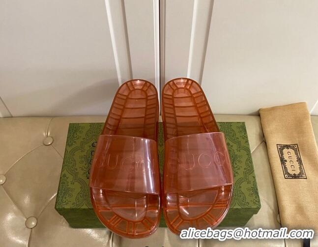 Purchase Gucci Transparent PVC Slide Sandals 071034 Brown