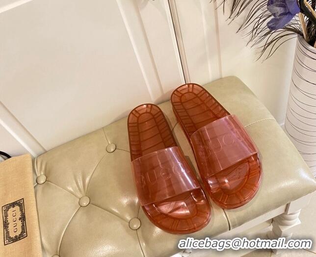 Purchase Gucci Transparent PVC Slide Sandals 071034 Brown