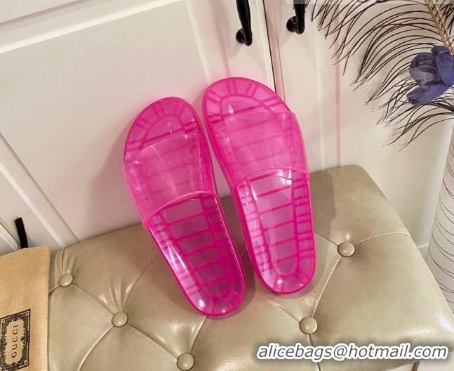 Good Quality Gucci Transparent PVC Slide Sandals 071034 Pink