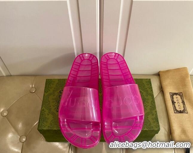 Good Quality Gucci Transparent PVC Slide Sandals 071034 Pink