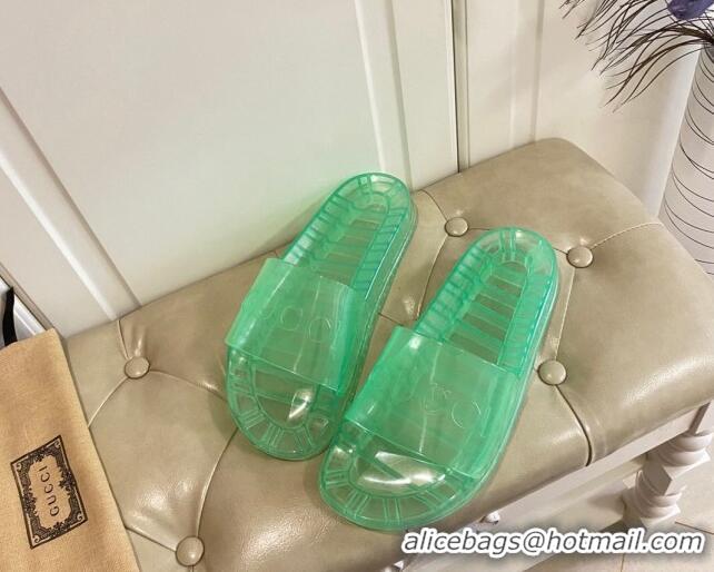 Best Grade Gucci Transparent PVC Slide Sandals 071034 Green