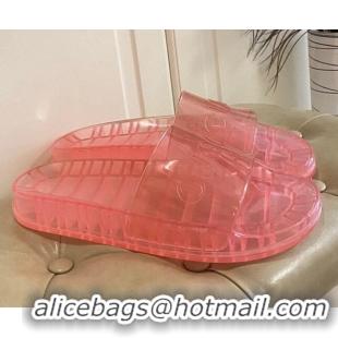 Luxurious Gucci Transparent PVC Slide Sandals 071034 Pink