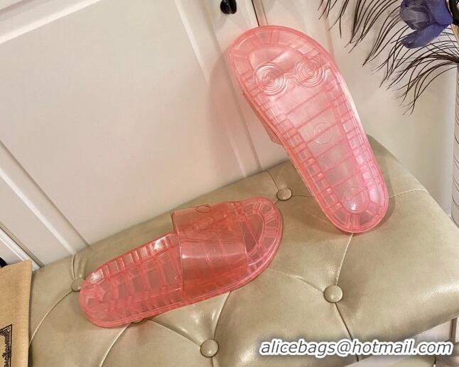 Luxurious Gucci Transparent PVC Slide Sandals 071034 Pink