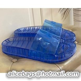 Shop Duplicate Gucci Transparent PVC Slide Sandals 071034 Blue