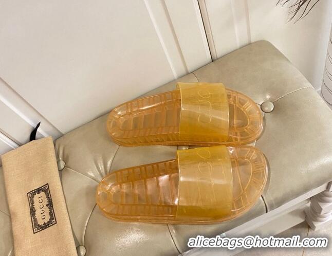 Low Price Gucci Transparent PVC Slide Sandals 071034 Yellow