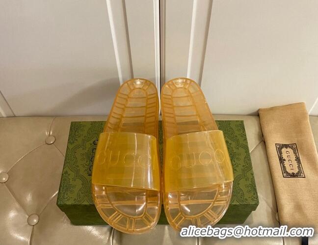 Low Price Gucci Transparent PVC Slide Sandals 071034 Yellow