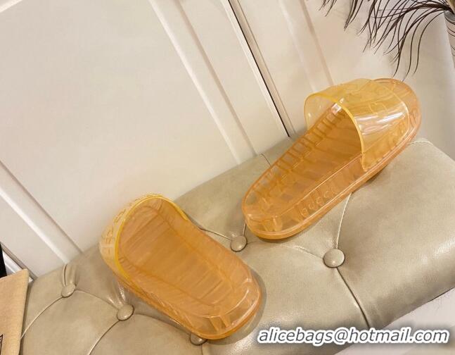 Low Price Gucci Transparent PVC Slide Sandals 071034 Yellow