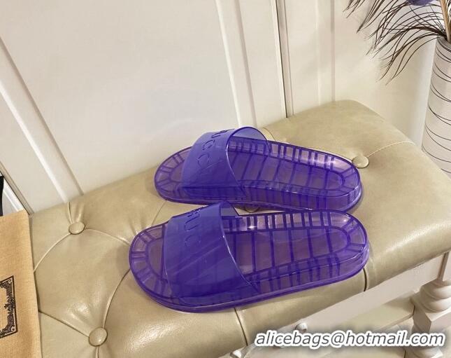 Hot Style Gucci Transparent PVC Slide Sandals 071034 Purple