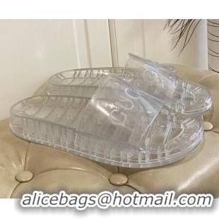 Best Price Gucci Transparent PVC Slide Sandals 071042 White