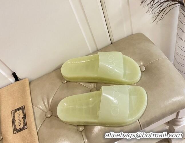 Top Quality Gucci Transparent PVC Slide Sandals 071042 Beige