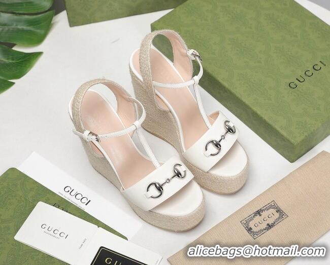 Unique Grade Gucci Calfskin Wedge Sandals 13cm 071418 White 2021