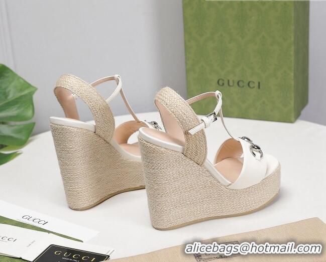 Unique Grade Gucci Calfskin Wedge Sandals 13cm 071418 White 2021