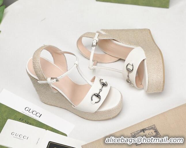 Unique Grade Gucci Calfskin Wedge Sandals 13cm 071418 White 2021