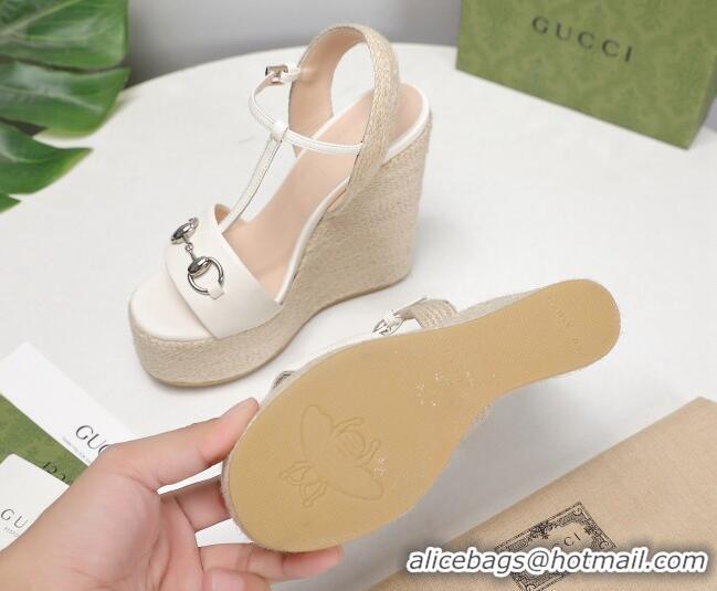 Unique Grade Gucci Calfskin Wedge Sandals 13cm 071418 White 2021