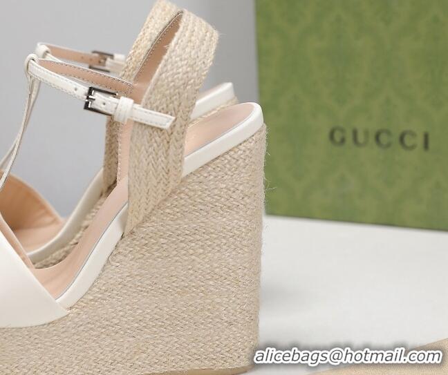 Unique Grade Gucci Calfskin Wedge Sandals 13cm 071418 White 2021