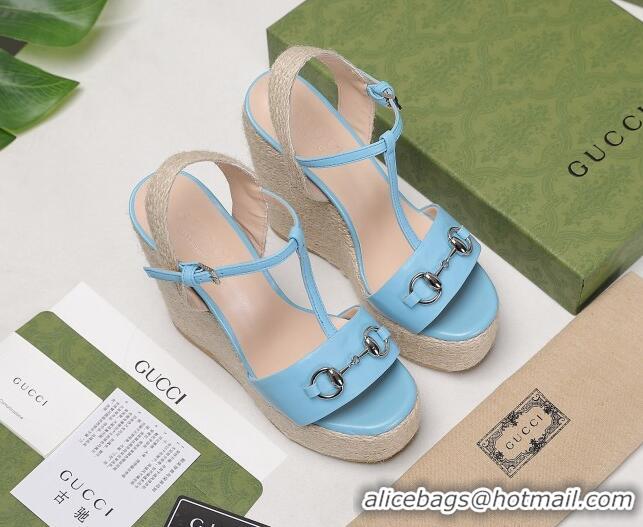 Grade Design Gucci Calfskin Wedge Sandals 13cm 071418 Blue 2021