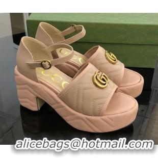 Affordable Price Gucci Chevron Lambskin Platform White 9cm 071443 Apricot