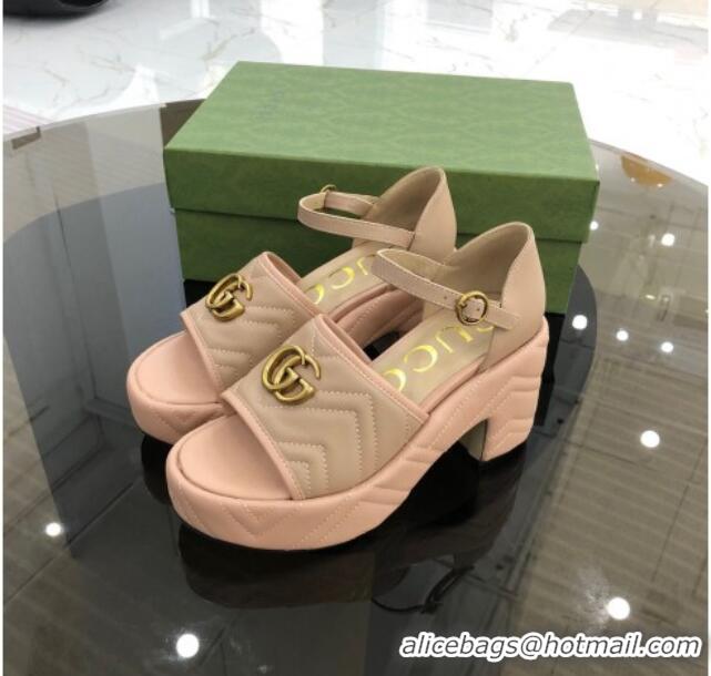 Affordable Price Gucci Chevron Lambskin Platform White 9cm 071443 Apricot