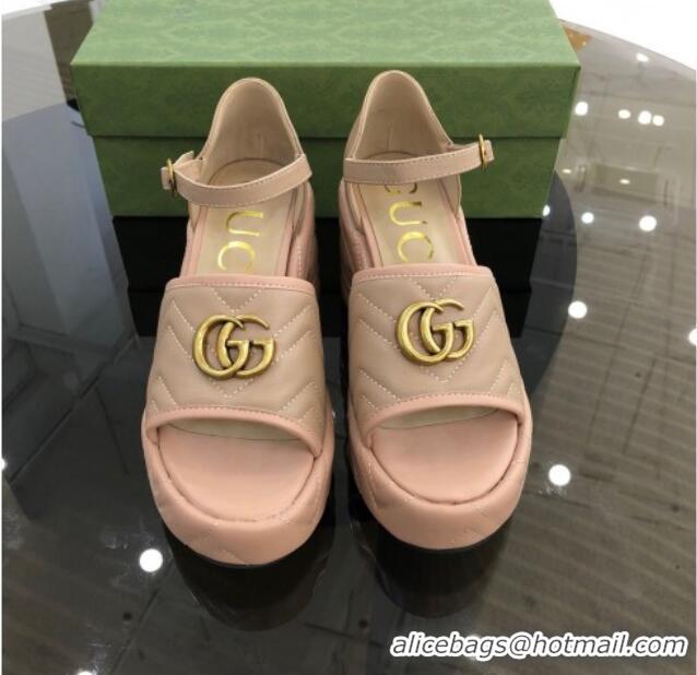 Affordable Price Gucci Chevron Lambskin Platform White 9cm 071443 Apricot