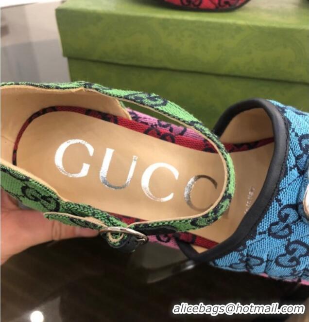 Discount Gucci GG Multicolor Canvas Platform Sandals Multico 9cm 071449