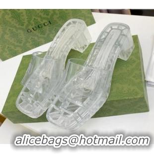 New Style Gucci Transparent Rubber Slide Sandals White 081042