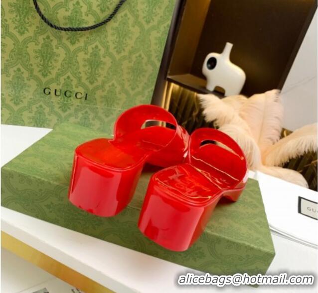 Unique Grade Gucci Transparent Rubber Slide Sandals 081042 Red